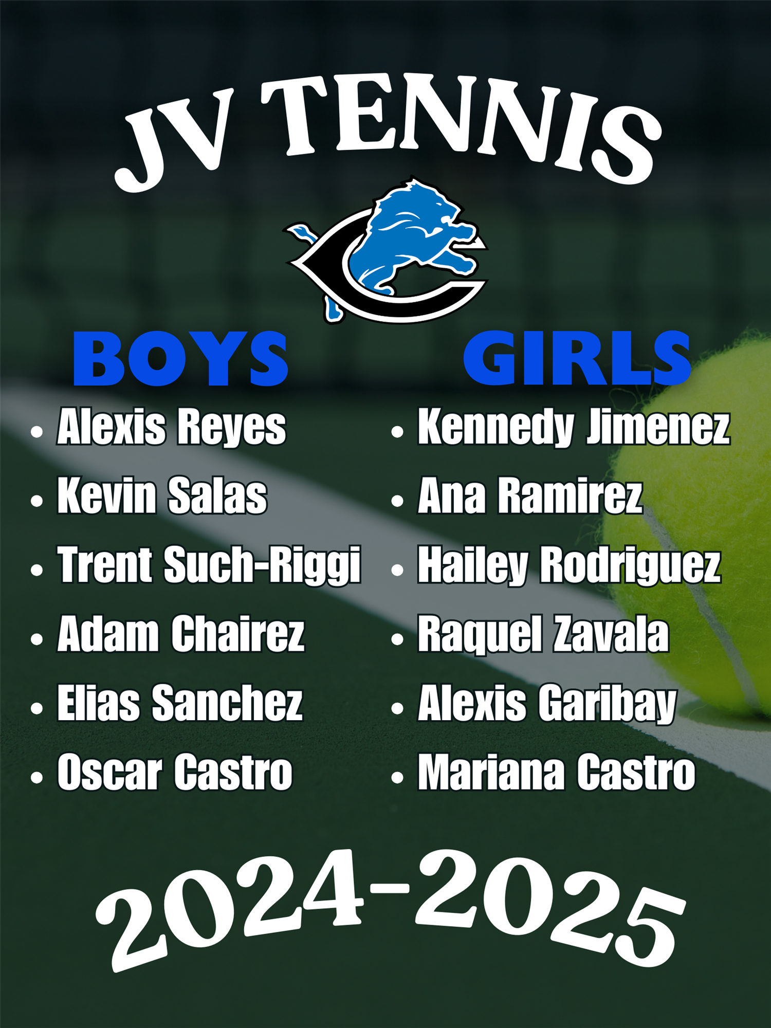 2024 JV Tennis Roster